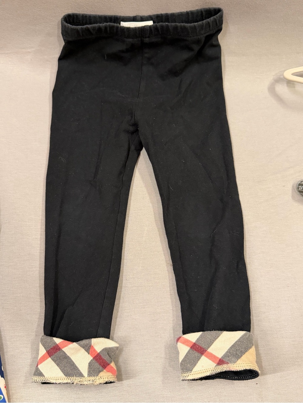 Burberry classic plaid detail Kids Leggings with Plaid Cuff -3Y chic toddler